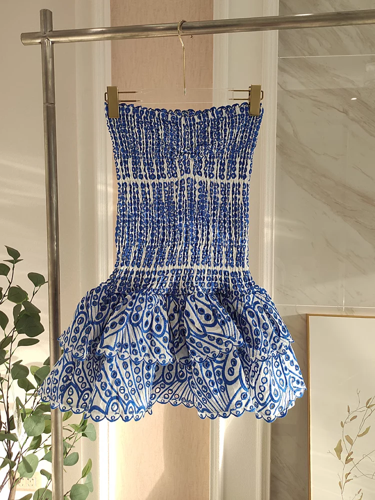 Sheath Strapless Royal Blue Lace Vacation Dress Short Birthday Dresses