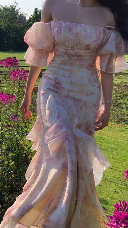 Vestido largo de fiesta de gasa, vestidos de graduación, vestido personalizado
