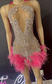 Shinny Pink Birthday Party Dresses For Women 2023 Rhinestone Beading Short Feathers Prom Gowns Tulle Vestidos De Graduación