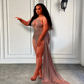 Plus Size See Through Luxury Sparkly Crystals Women Birthday Party Gowns Black Girls Short Prom Dresses 2023 With Side Train