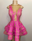 Cute Sheer O-neck Hot Pink Sequin Black Girl Short Prom Dresses 2022 For Birthday Party