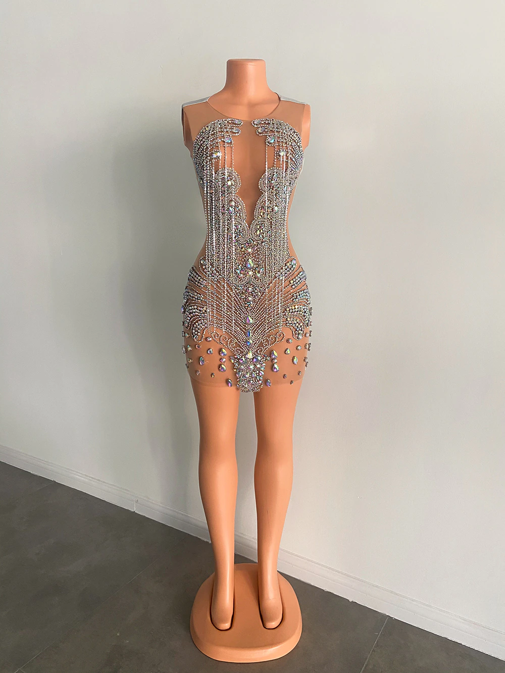 Vestidos de baile curtos de luxo, cristais de contas de luxo, vestidos de coquetel africanos prateados para festa 