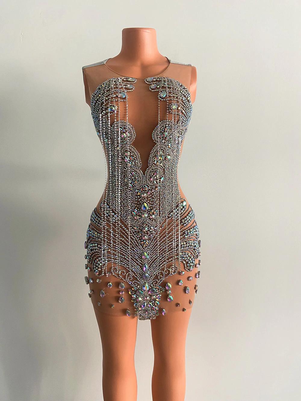 Vestidos de baile curtos de luxo, cristais de contas de luxo, vestidos de coquetel africanos prateados para festa 