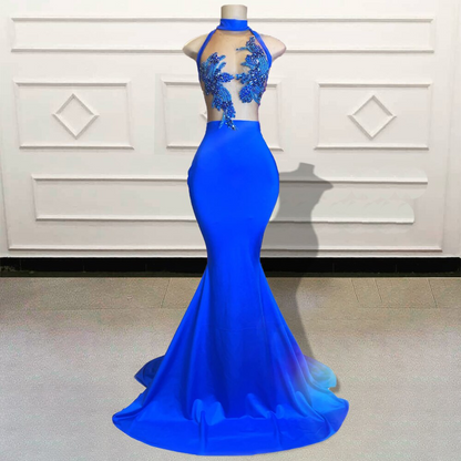 Vestidos longos de baile estilo sereia para meninas negras, para festa de aniversário, sensuais, transparentes, com renda e miçangas, personalizados para ocasiões formais e noturnas 
