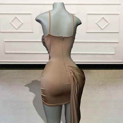 Robe de bal courte et sexy transparente pour fête d'anniversaire, paillettes, perles, cristaux, dentelle, mini robe de cocktail pour femmes, sur mesure