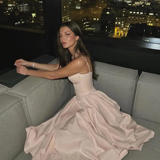 Vestido de verão rosa, novidades, alças finas, elegante, midi, vestido sexy, roupas femininas 