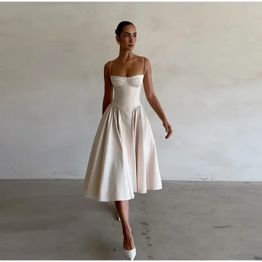 Vestido midi elegante com alças finas, sexy, costas nuas, sem mangas, bainha grande, bolsos, moda feminina, robes para festa e boate