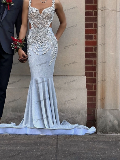 O-neck Evening Dresses Graceful Trumpet Bridal Gown Vintage Floor-length Bride Dresses