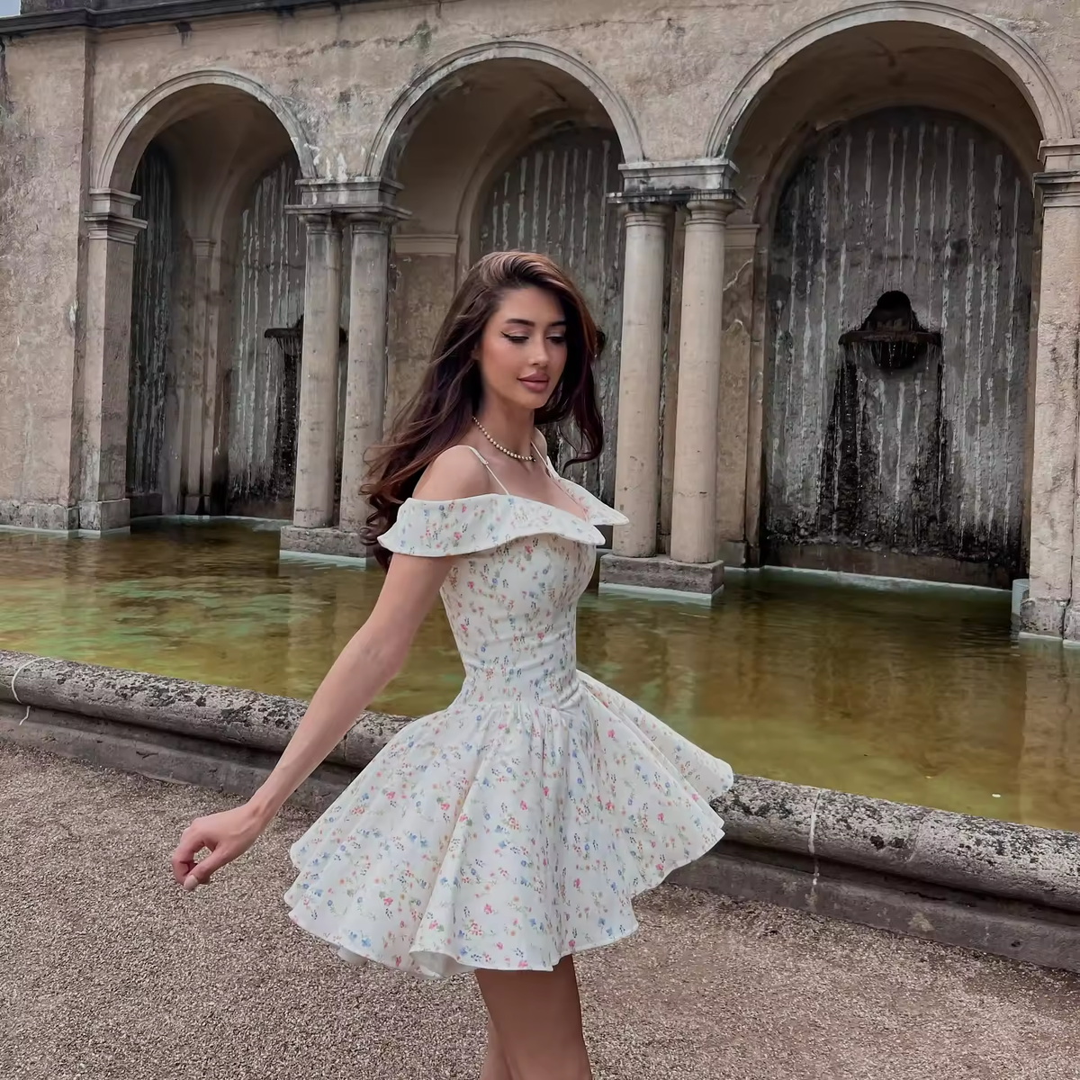 Vestidos de verão da moda, vestidos de festa com estampa floral, ombros de fora, vestido de festa, elegante, linha A, roupas femininas