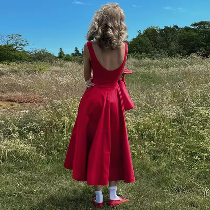 Robes élégantes et belles pour femmes, robes de fête du Nouvel An rouges sans manches, robe d'anniversaire décontractée et sexy, 2025