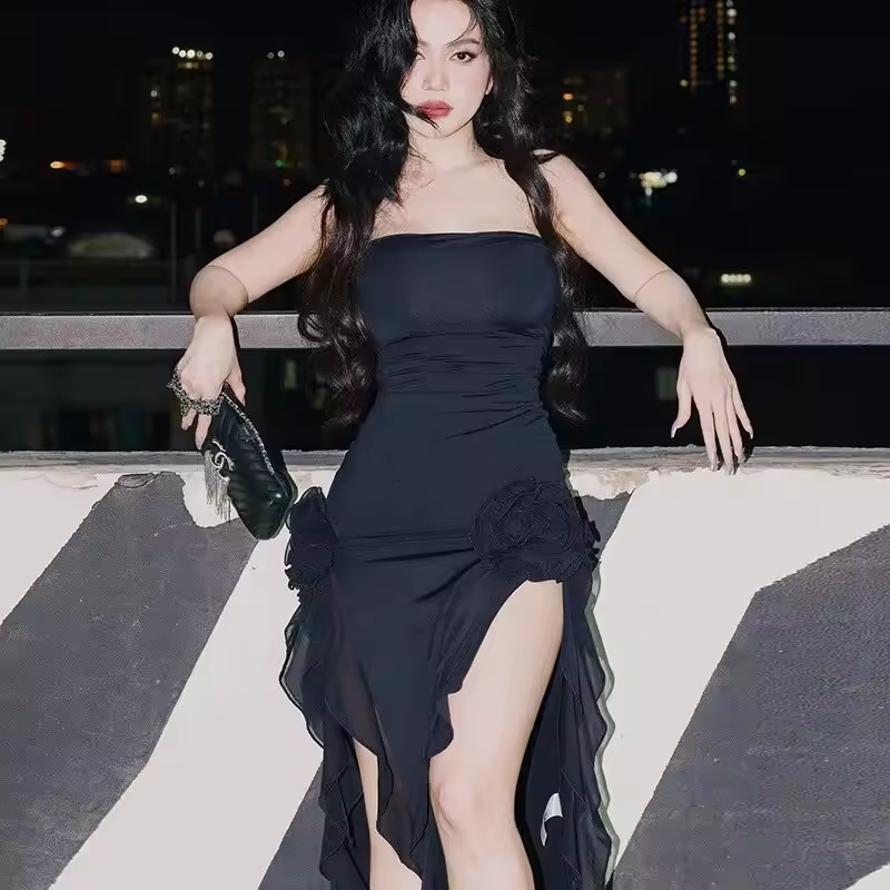 Vestido midi justo para festa feminina, clube, noite, férias, roupas de verão, itens de atacado para negócios