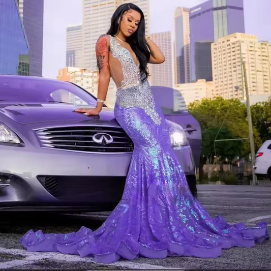 Vestido de fiesta de sirena con encaje personalizado, sin mangas, con cristales en capas y cuentas de pedrería, elegante vestido de fiesta para mujer, vestido de fiesta de cumpleaños
