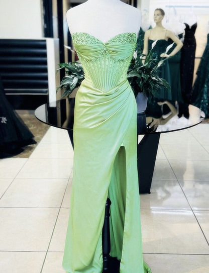 Lindo vestido de baile brilhante, requintado, com contas, fenda longa, elegante e sexy, vestido de festa