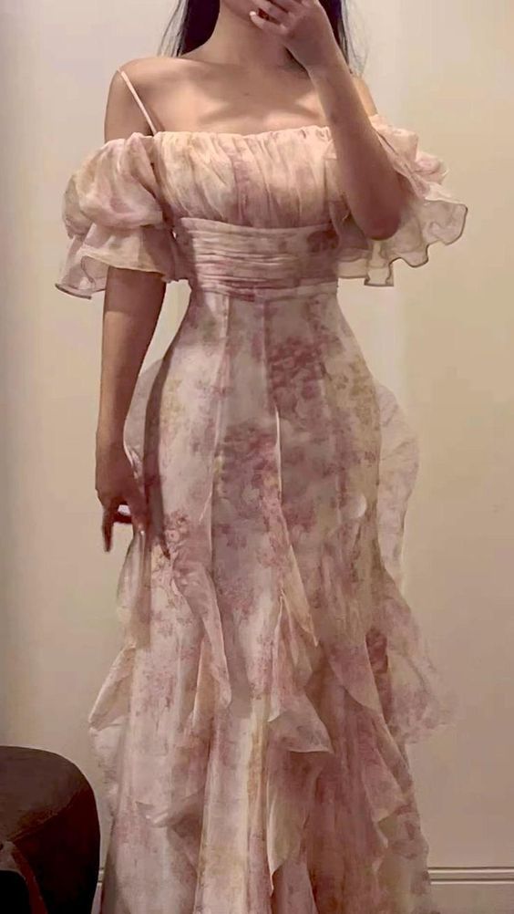 Vestido largo de fiesta de gasa, vestidos de graduación, vestido personalizado