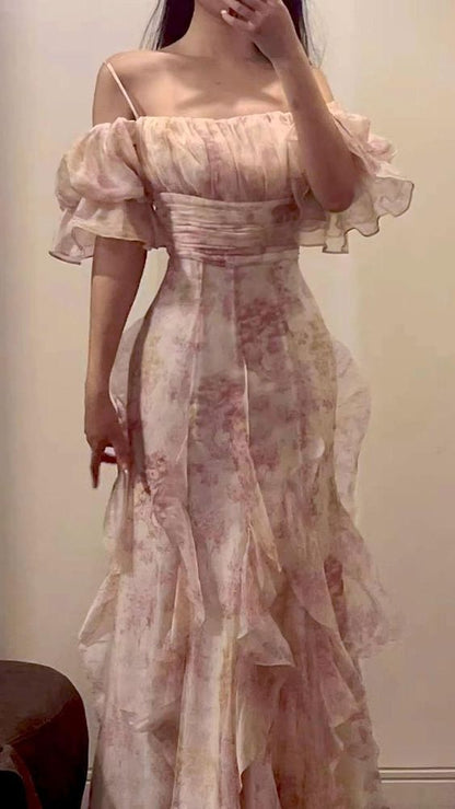 Vestido largo de fiesta de gasa, vestidos de graduación, vestido personalizado