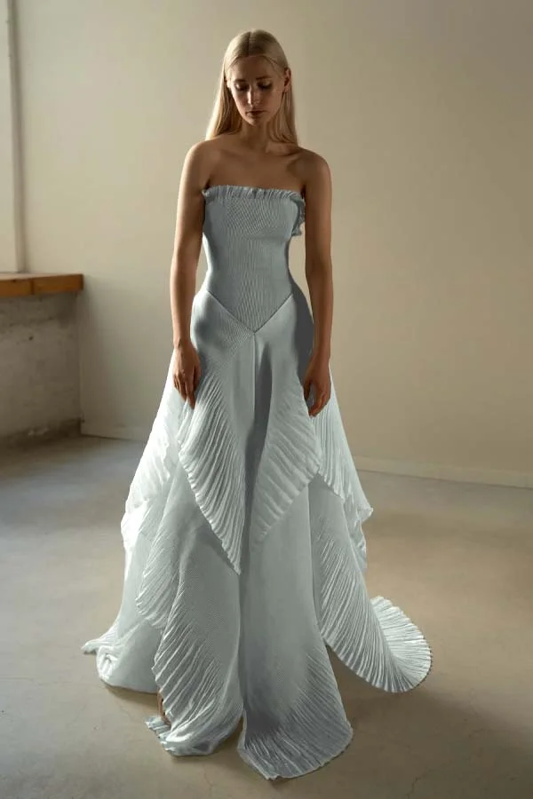 Chic Sleeveless Strapless Square A-Line Prom Dress