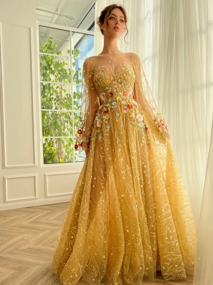 Flowers Pastoral Evening Dress Charming Sequins Pearls Cocktail Customized Gorgeous A Line Party Women Prom Gown