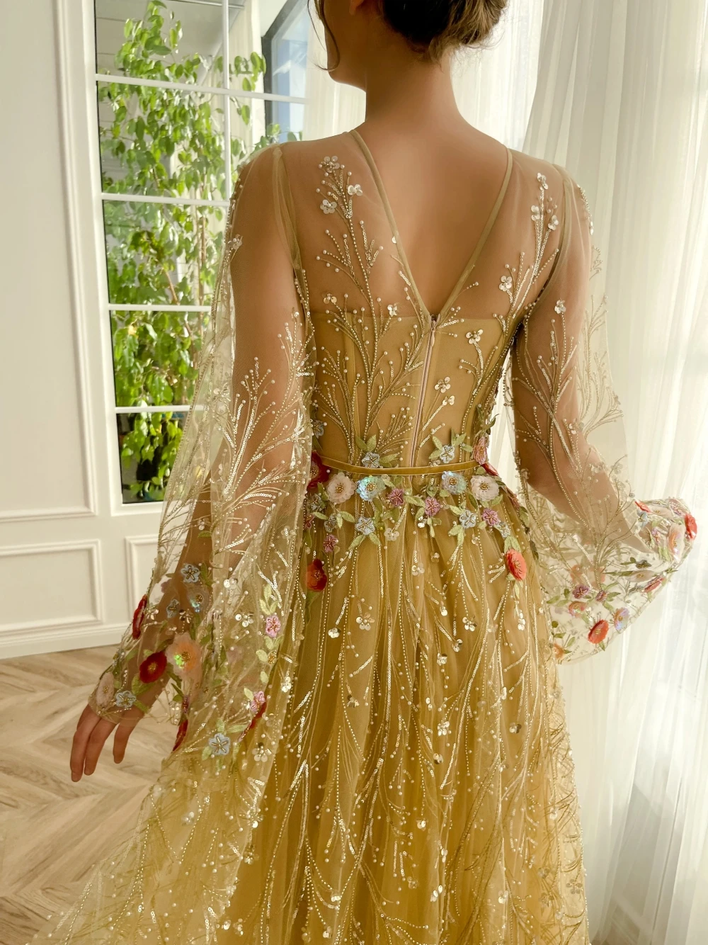 Flowers Pastoral Evening Dress Charming Sequins Pearls Cocktail Customized Gorgeous A Line Party Women Prom Gown