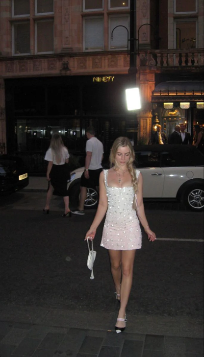 Gorgeous Sheath Square Neck Sequin Short Homecoming Dress Cocktail Dress