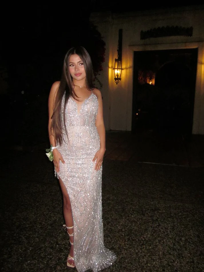 Modest Senior Prom Dresses High Schools Inspiration Mermaid Spaghetti Strap Sequin With Slit Semi Formal Grad Long Prom Dress For Teens