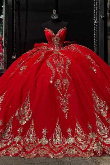 Princess Sweetheart Tulle Appliques Quinceanera Dresses for Sweet 16