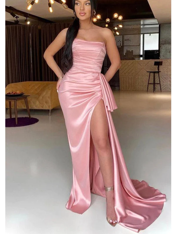 Robe de soirée longue et élégante rose sirène, sexy et unique, pour filles noires