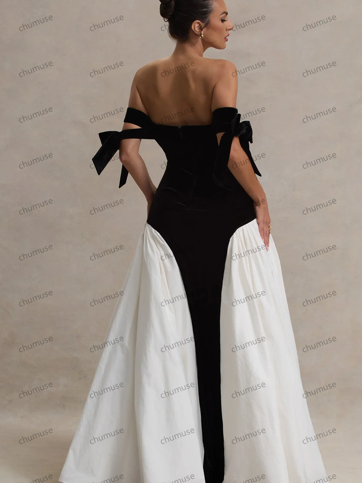 Velvet Long Evening Dresses Sweetheart Bow Straps Modest Formal Party Dress Evening Gowns