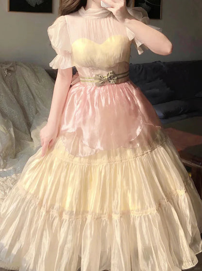 Vestido de fiesta vintage con escote alto y mangas cortas, vestidos de cumpleaños, trajes de cumpleaños