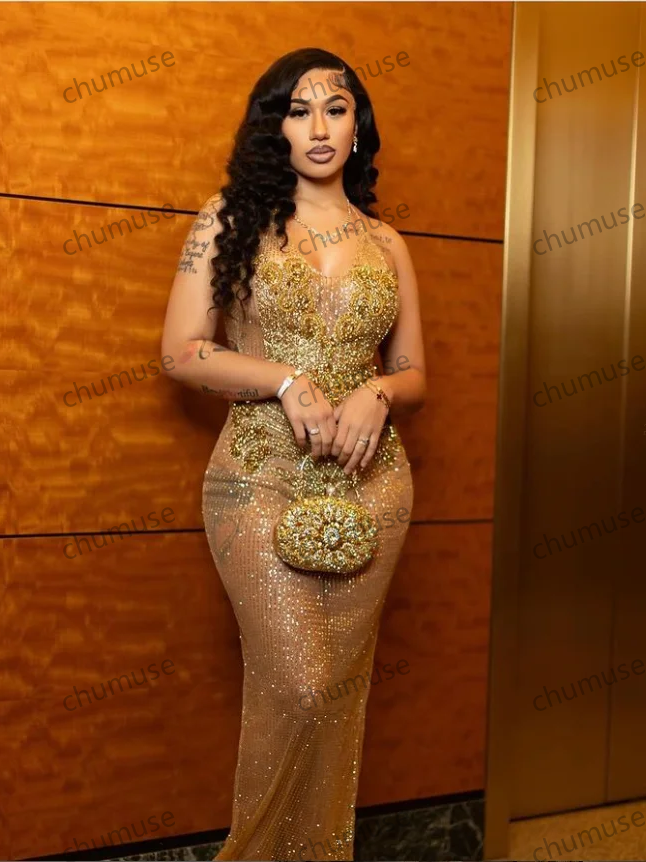 Robes de soirée d'anniversaire à paillettes et strass pour filles noires, robes sexy en tulle 