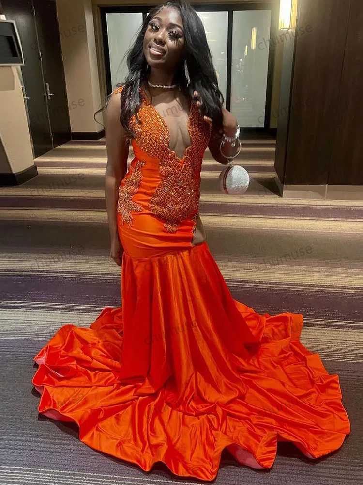 Robe de bal rouge de luxe pour fille noire, perlée, pailletée, scintillante, pompons, diamant, cristal, robes de soirée à volants