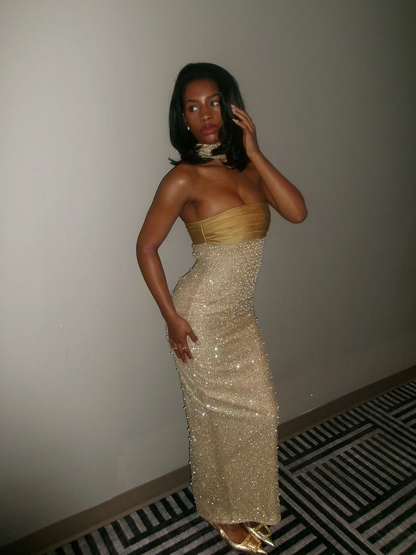 Women Celebrity Sexy Off Shoulder Sparkly Sequins Maxi Long Dress Evening Stage Performance Dress