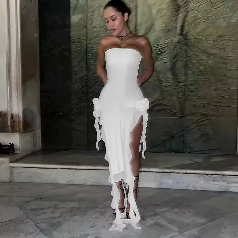 Vestido midi justo para festa feminina, clube, noite, férias, roupas de verão, itens de atacado para negócios