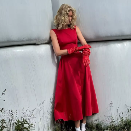 Robes élégantes et belles pour femmes, robes de fête du Nouvel An rouges sans manches, robe d'anniversaire décontractée et sexy, 2025