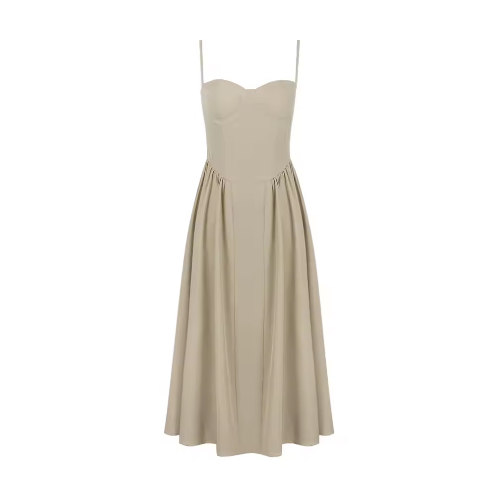 Robe mi-longue élégante d'été, coupe trapèze, col en V, bretelles spaghetti, tenue de soirée décontractée pour femmes, nouveautés