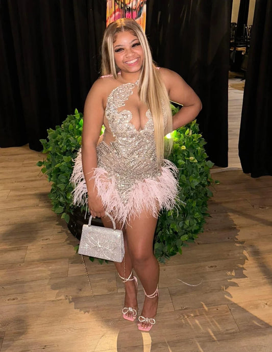 Vestido de jantar com strass