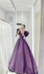 Satin Purple Puffy Sleeves Corset Prom Dress Pageant Party Dress Gala Sweet 16 Quinceanera Gown