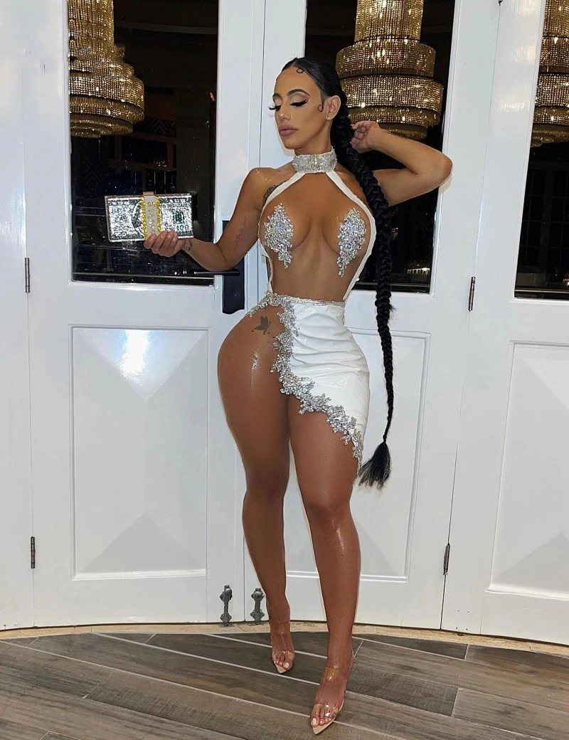 Sexy White See Through Cocktail Party Dresses With Applique Backless Black Girls Birthday Prom Gowns