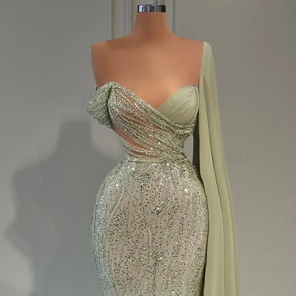 Vestidos de noche de lujo con cinta brillante, escote en forma de trompeta, sexys, sin mangas, espalda descubierta, vestidos de fiesta formales para mujer