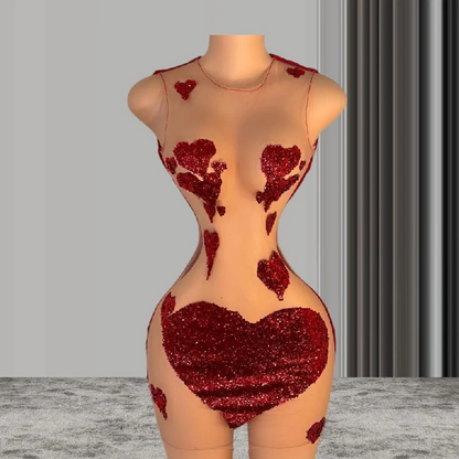 Robe de bal courte à paillettes bordeaux pour fille noire transparente, sexy, décolleté en cœur, jolie robe de gala pour fête d'anniversaire