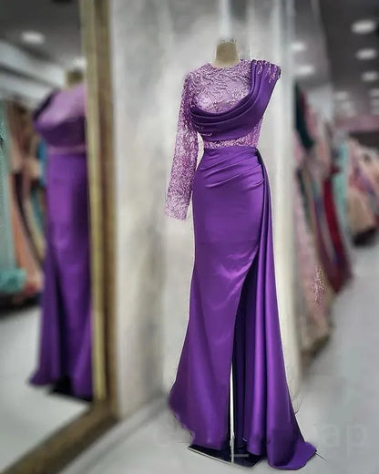 Style Mermaid Prom Dresses Lace High Split Evening Formal Party Second Reception Birthday Party Gowns